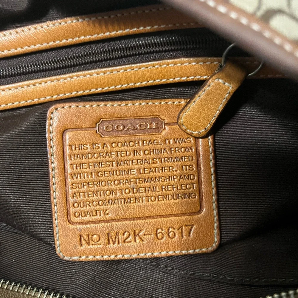 Coach Signature Monogram Hobo in Brown and Tan